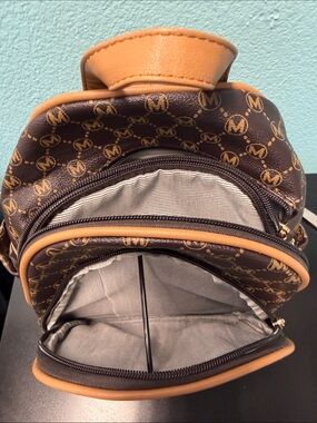 Source Unknown Brown and Tan Monogram Mini Backpack